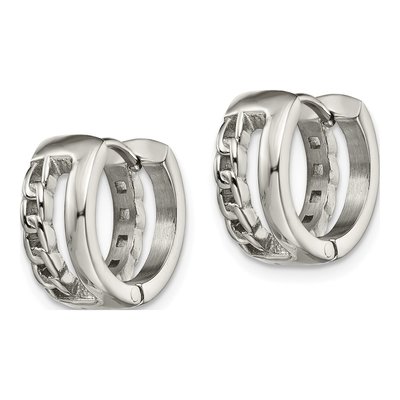 Stainless Steel 13mm Huggie Hoop Earrings – view 3