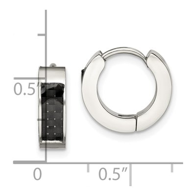 Stainless Steel 13mm Carbon Fiber Huggie Hoop Earrings – view 5