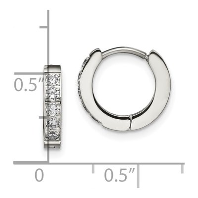 Stainless Steel 12mm CZ Huggie Hoop Earrings – view 5