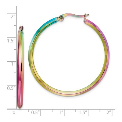 Stainless Steel 43mm Rainbow IP Hoop Earrings – view 5