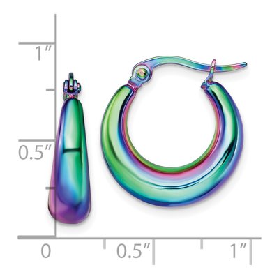 Stainless Steel 21mm Rainbow IP Hoop Earrings – view 5