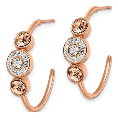 Stainless Steel 25mm Crystal Hoop Earrings – view 3