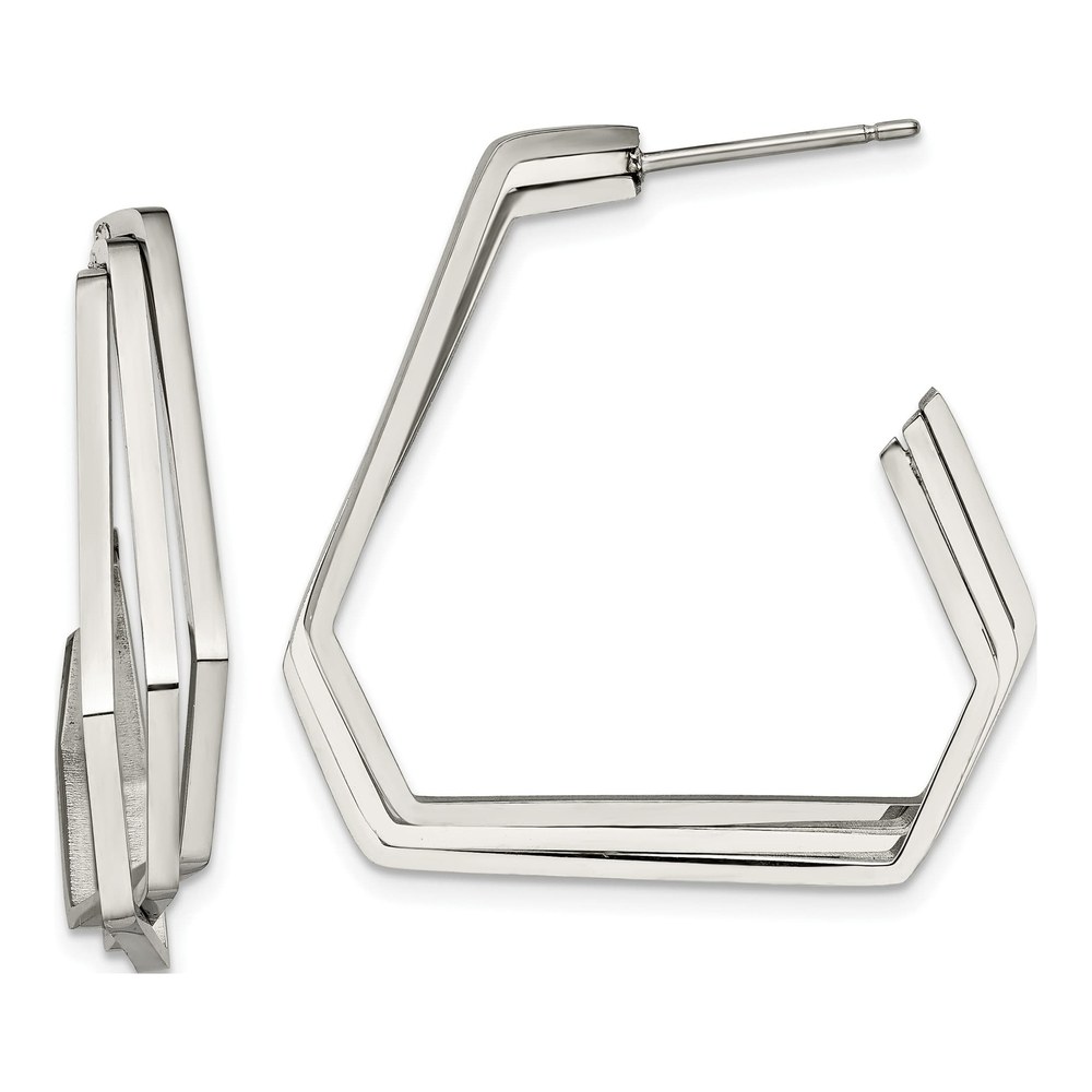 Chisel Stainless Steel Polished J Hoop Earrings