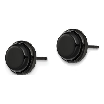 Black Stainless Steel Button Stud Earrings – view 3