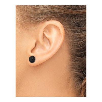 Black Stainless Steel Button Stud Earrings – view 4