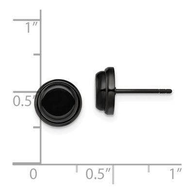 Black Stainless Steel Button Stud Earrings – view 5