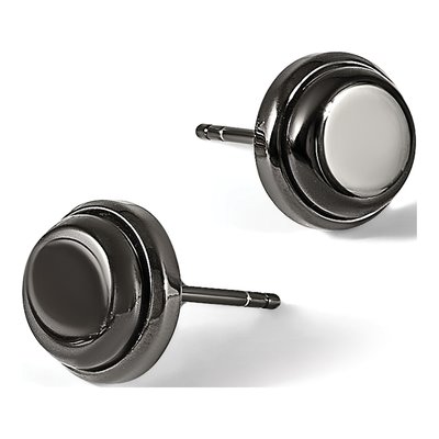 Black Stainless Steel Button Stud Earrings – view 6