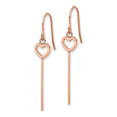 Stainless Steel IP Heart Bar Dangle Earrings – view 3