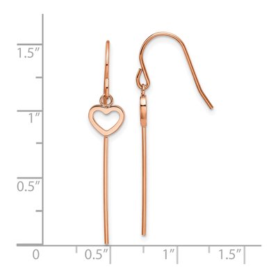 Stainless Steel IP Heart Bar Dangle Earrings – view 5