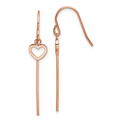 Stainless Steel IP Heart Bar Dangle Earrings