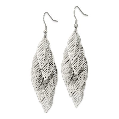 Chisel Stainless Steel Leaf Dangle Earrings – view 3