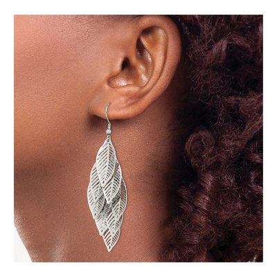 Chisel Stainless Steel Leaf Dangle Earrings – view 4