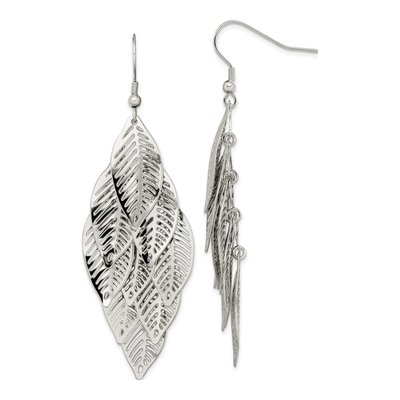 Stainless Steel Leaf Dangle Earrings