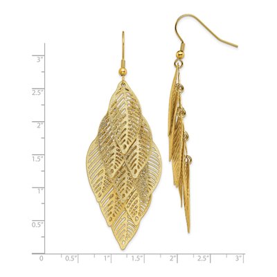 Stainless Steel IP Leaf Dangle Earrings – view 5