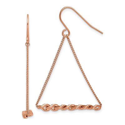 Stainless Steel IP Twisted Bar Dangle Earrings