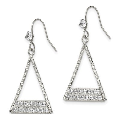 Stainless Steel CZ Triangle Dangle Earrings – view 3