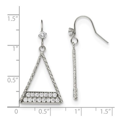 Stainless Steel CZ Triangle Dangle Earrings – view 5