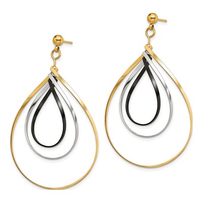 Stainless Steel Black IP Twisted Dangle Earrings – view 3