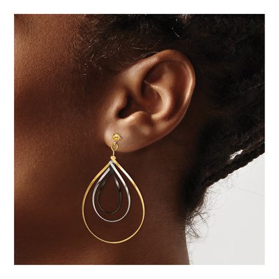 Stainless Steel Black IP Twisted Dangle Earrings – view 4
