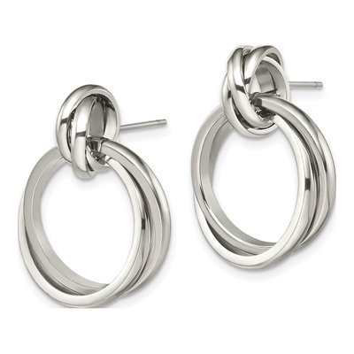 Stainless Steel Intertwined Circles Dangle Earrings – view 3