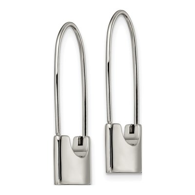 Stainless Steel Lock Dangle Earrings – view 3