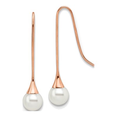 Stainless Steel Simulated Pearl Dangle Earrings