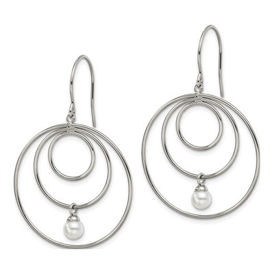 Stainless Steel Simulated Pearl Dangle Earrings – view 3