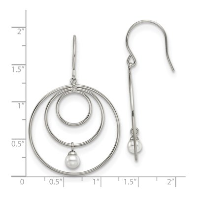 Stainless Steel Simulated Pearl Dangle Earrings – view 5