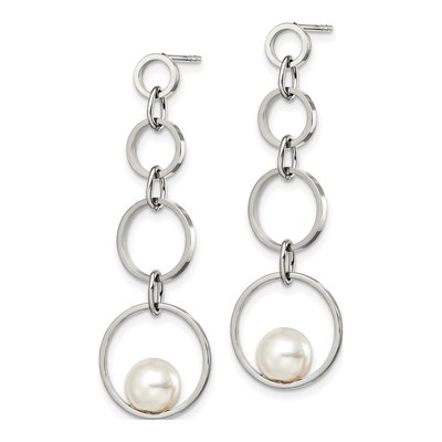 Stainless Steel Simulated Pearl Dangle Earrings – view 3