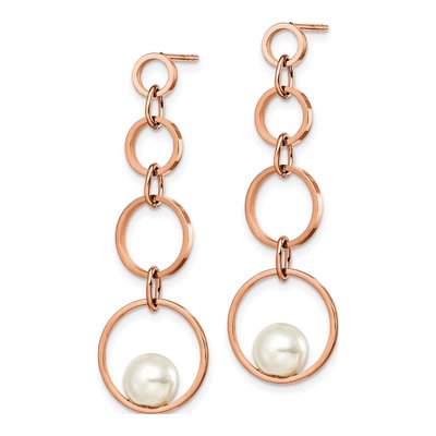 Stainless Steel Simulated Pearl Dangle Earrings – view 3