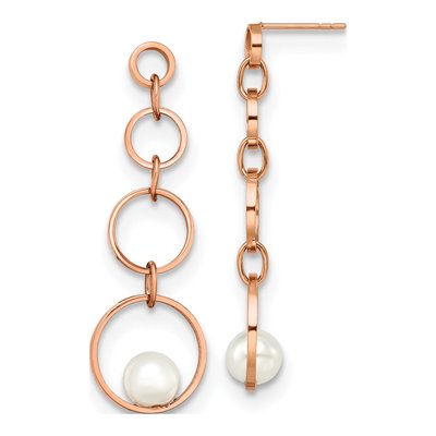 Stainless Steel Simulated Pearl Dangle Earrings