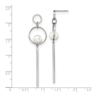 Stainless Steel Simulated Pearl Dangle Earrings – view 5