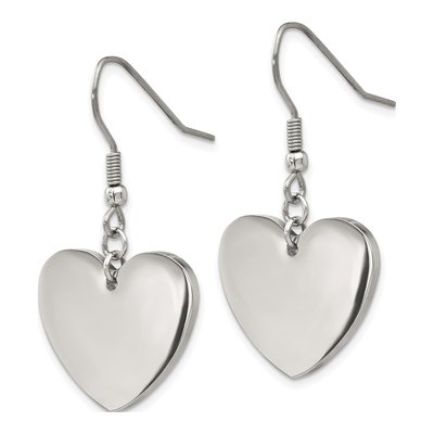 Stainless Steel Heart Dangle Earrings – view 4