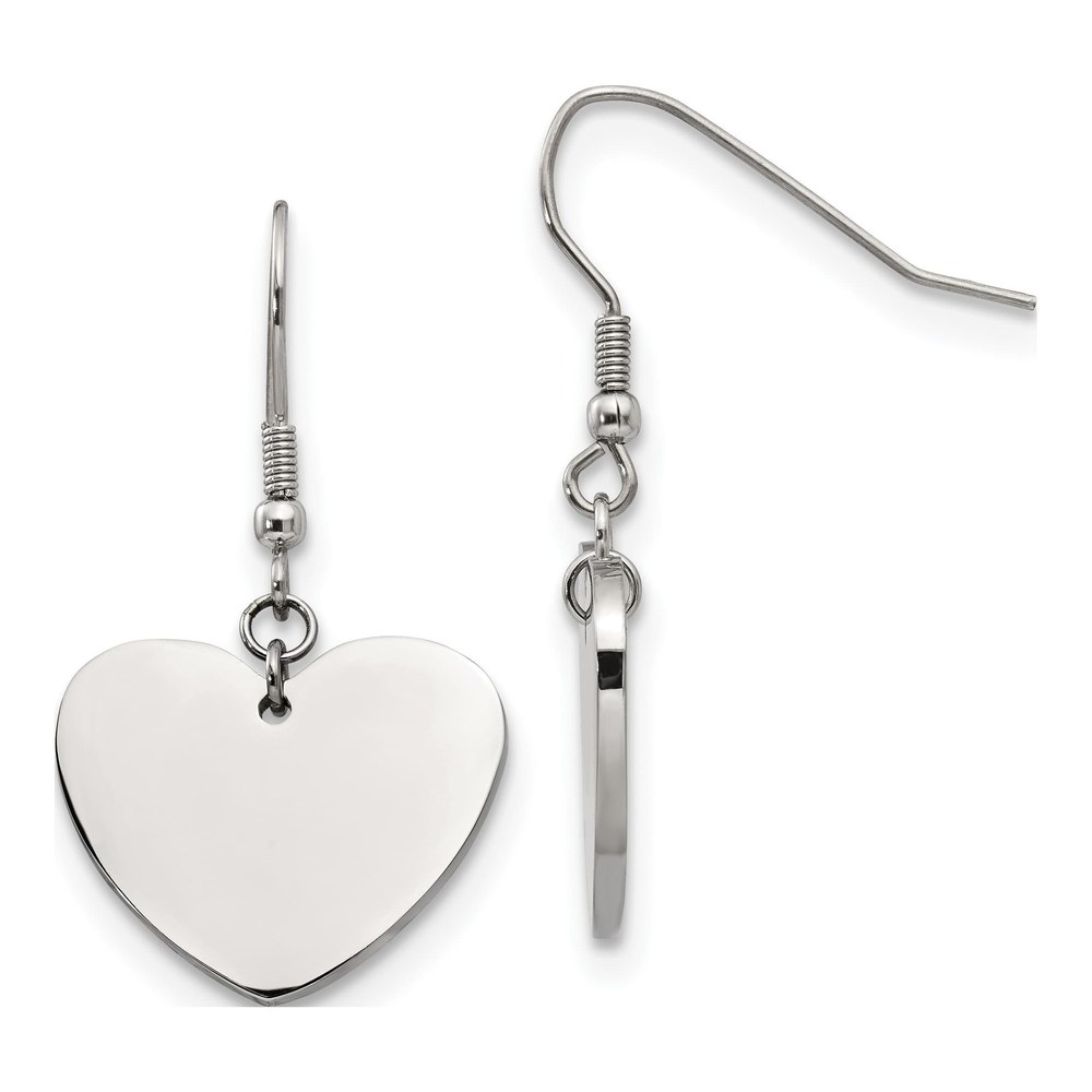 Stainless Steel Heart Dangle Earrings