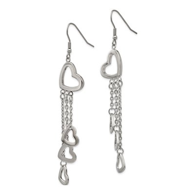 Stainless Steel Heart Dangle Earrings – view 4