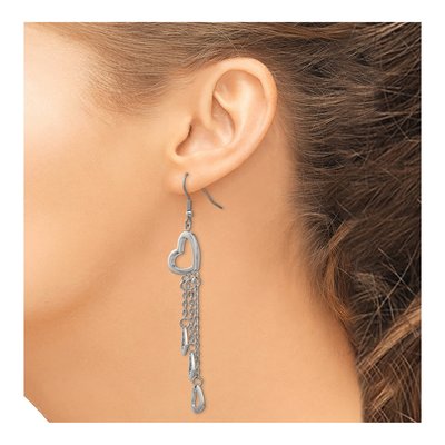 Stainless Steel Heart Dangle Earrings – view 5