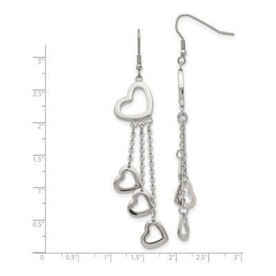 Stainless Steel Heart Dangle Earrings – view 6