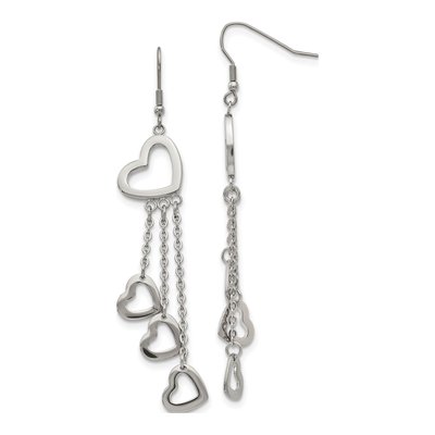 Stainless Steel Heart Dangle Earrings