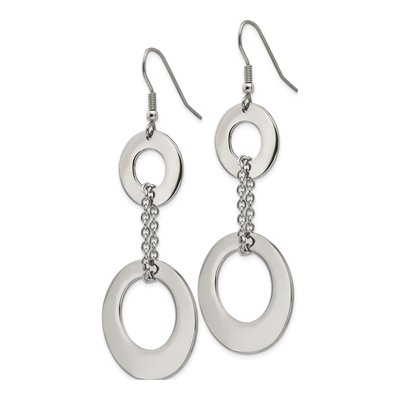 Stainless Steel Circle Dangle Earrings – view 4