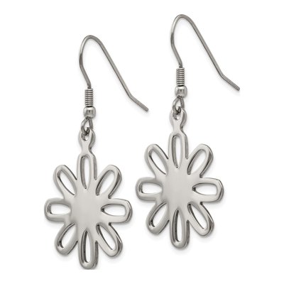 Stainless Steel Large Flower Dangle Earrings – view 4