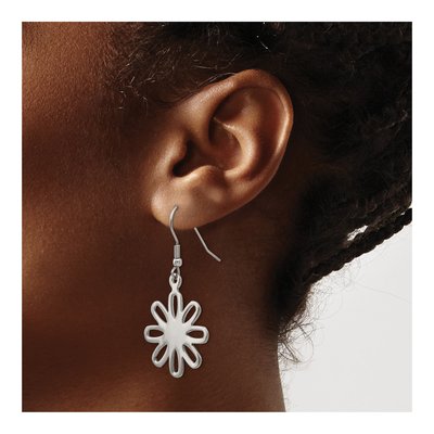 Stainless Steel Large Flower Dangle Earrings – view 5