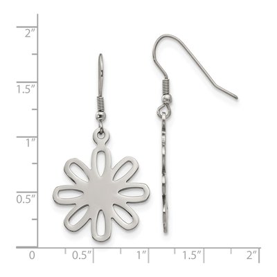 Stainless Steel Large Flower Dangle Earrings – view 6