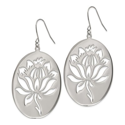 Stainless Steel Flower Cut-Out Dangle Earrings – view 4