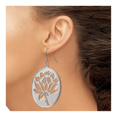Stainless Steel Flower Cut-Out Dangle Earrings – view 5