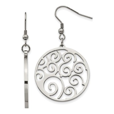 Stainless Steel Swirl Dangle Earrings