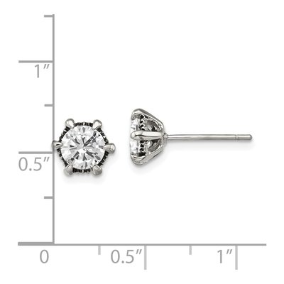 Stainless Steel Round CZ Stud Earrings – view 7