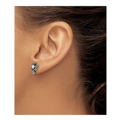 Stainless Steel Round CZ Cross Stud Earrings – view 6