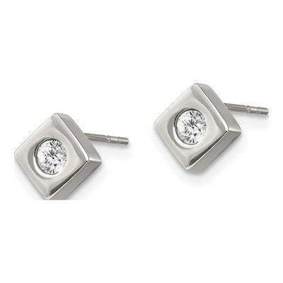 Stainless Steel CZ Stud Earrings – view 3