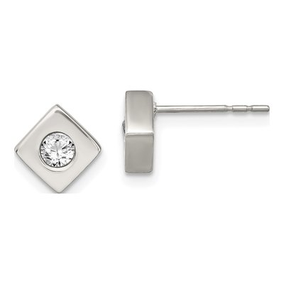 Stainless Steel CZ Stud Earrings