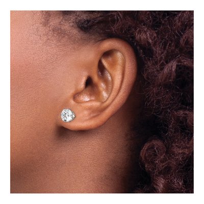 Stainless Steel 7mm Round CZ Stud Earrings – view 6